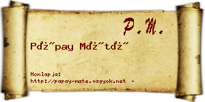 Pápay Máté névjegykártya