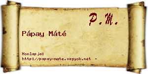 Pápay Máté névjegykártya